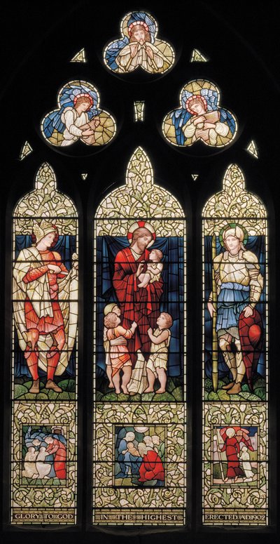Wilden, All Saints, East Window, St Martin, Christ Blessing The Children, St George, 1902-1914 by Edward Coley and Dearle Burne Jones
